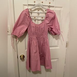 STAUD Faye Womens Puff Sleeve Smocked Mini Dress